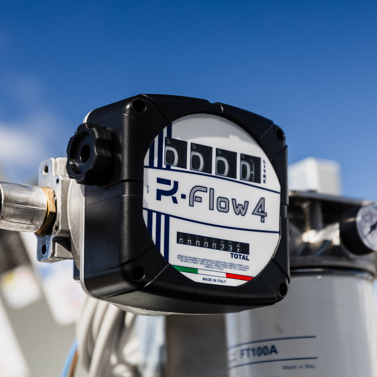 ADAM BY PIUSI 4 Digit Mechanical Meter with Oscillating Disc 25mm 20-120lpm Litre Display installed