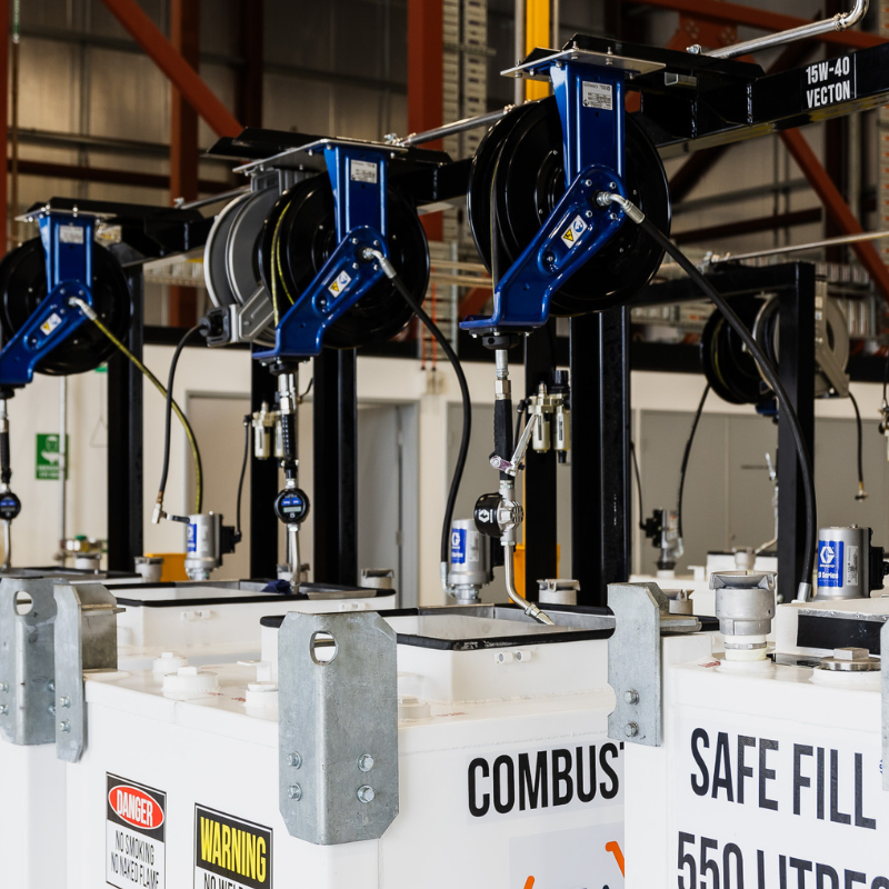 Various Graco lubricant products installed on site