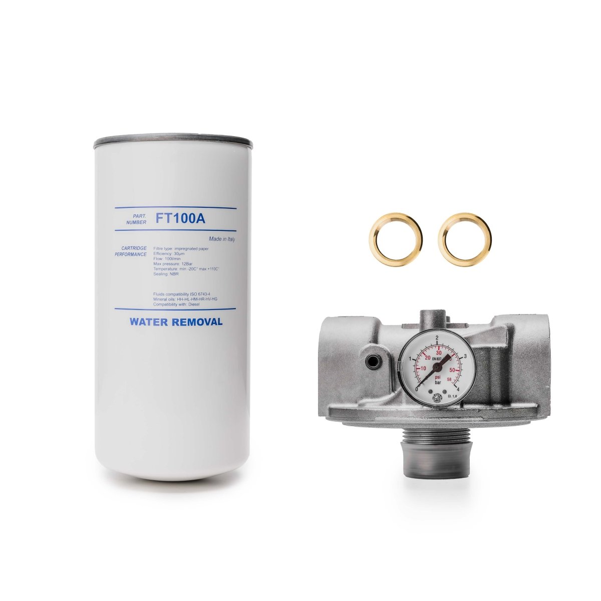 ADAM BY PIUSI Filter DN25 (1") BSP F 100lpm with Pressure Gauge Particulate and Water Removal - GO Fill
