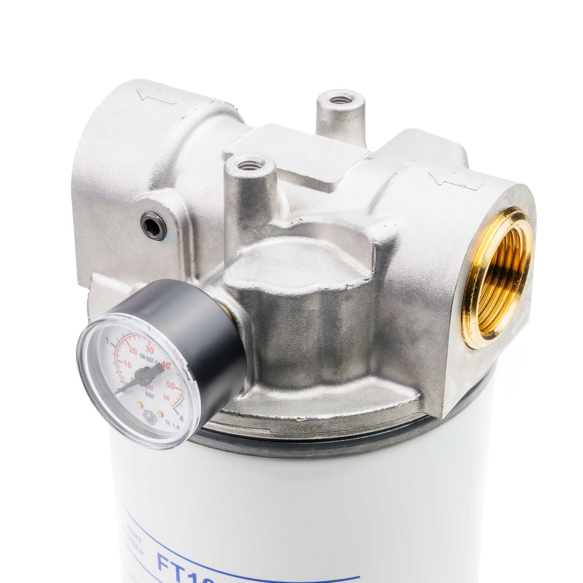 ADAM BY PIUSI Filter DN25 (1") BSP F 100lpm with Pressure Gauge Particulate and Water Removal - GO Fill