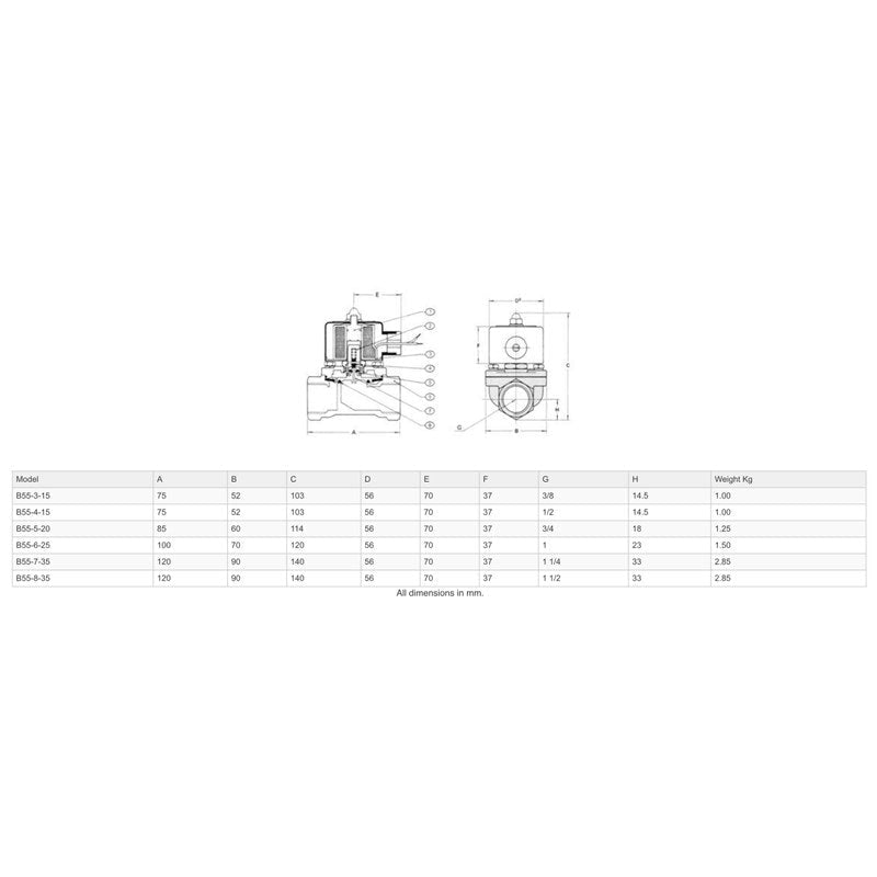 GO FILL SOLENOID VALVE DN32 (1.25") Brass Normally Closed 24V DC BSP F - GO Fill